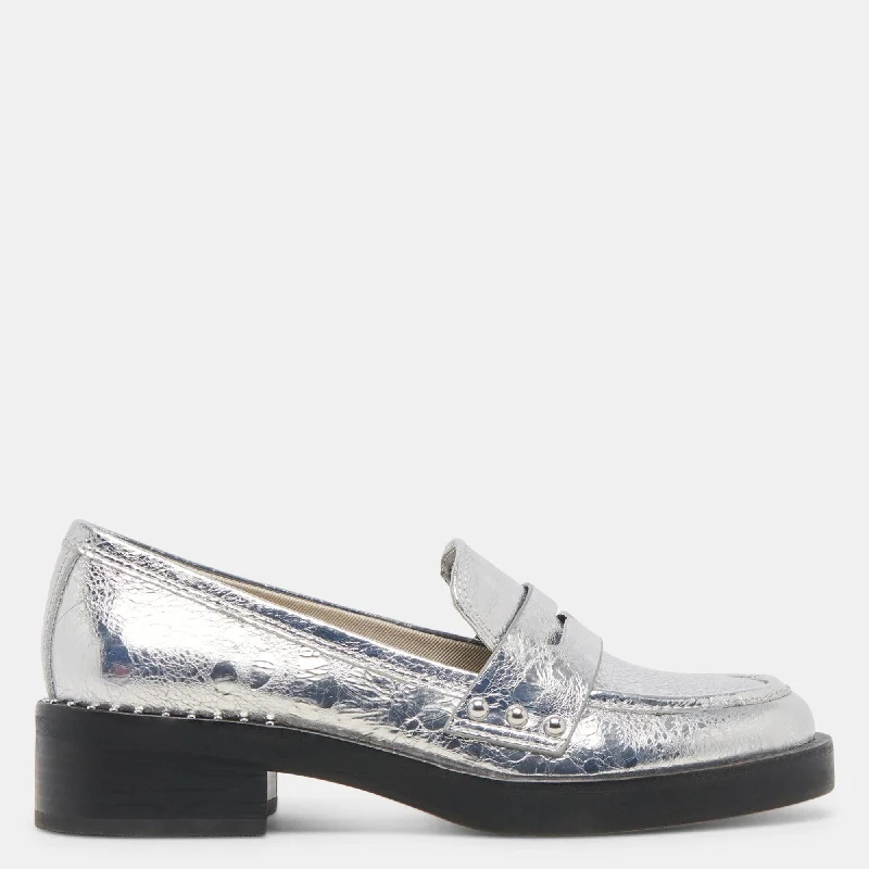 Aliane Loafers Silver Distressed Leather