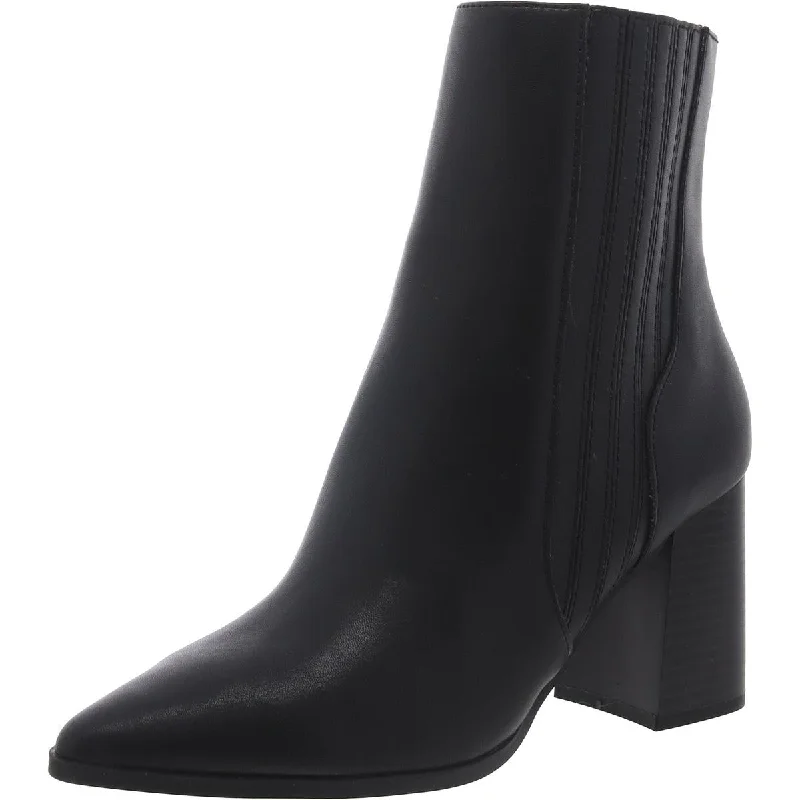 Aqua Womens ICONIC Leather Block Heel Ankle Boots