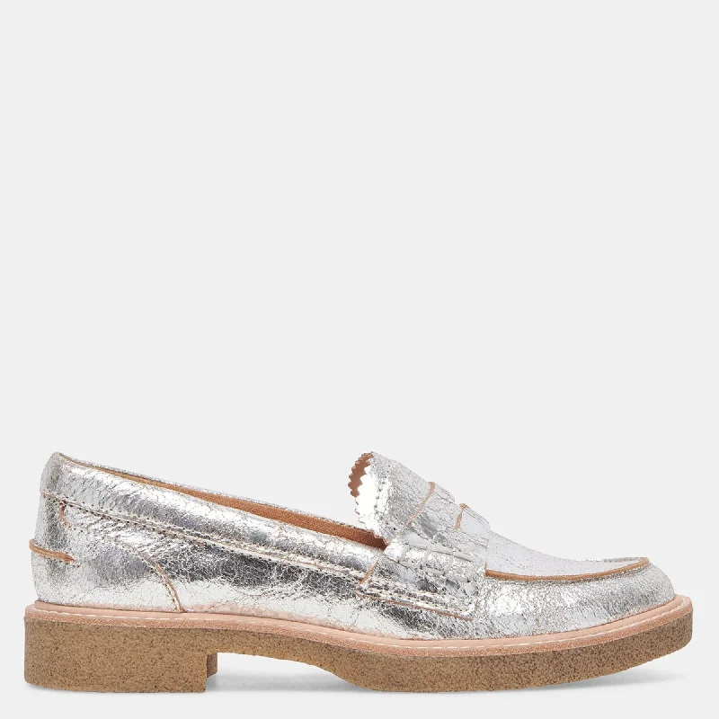 ARABEL LOAFERS SILVER DISTRESSED LEATHER