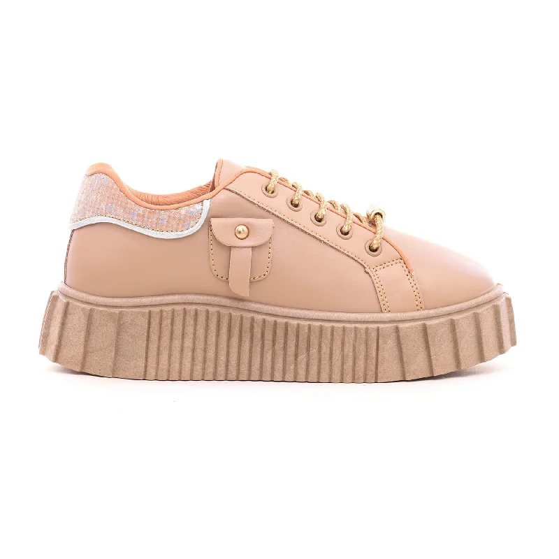 Women Beige Casual Sneaker AT7199 Brogue Oxford Aesthetic 