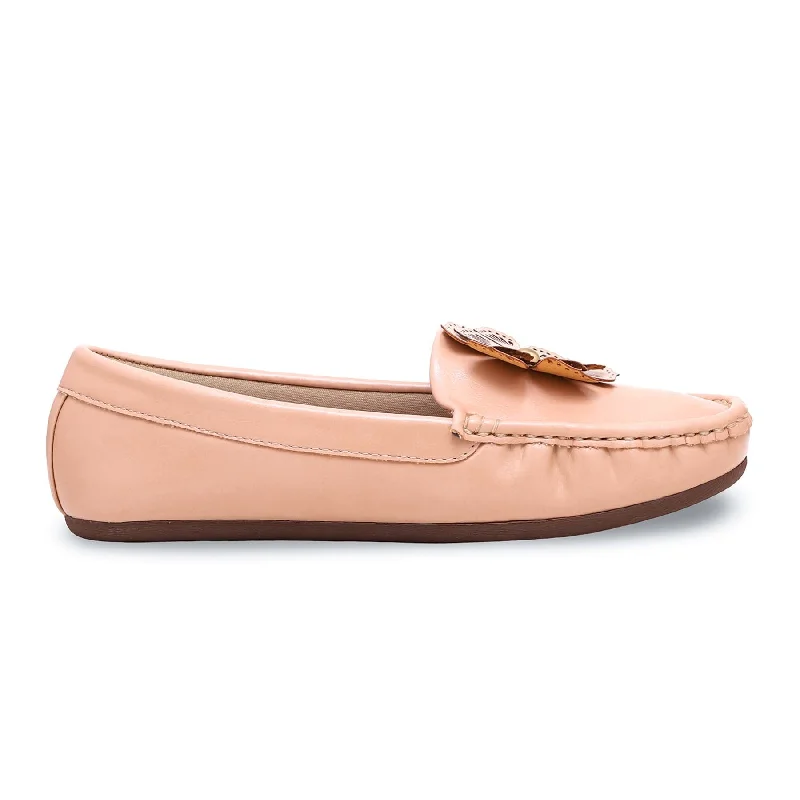 Beige Moccasin WN4386 Rubber - Sole Plimsoll Look  