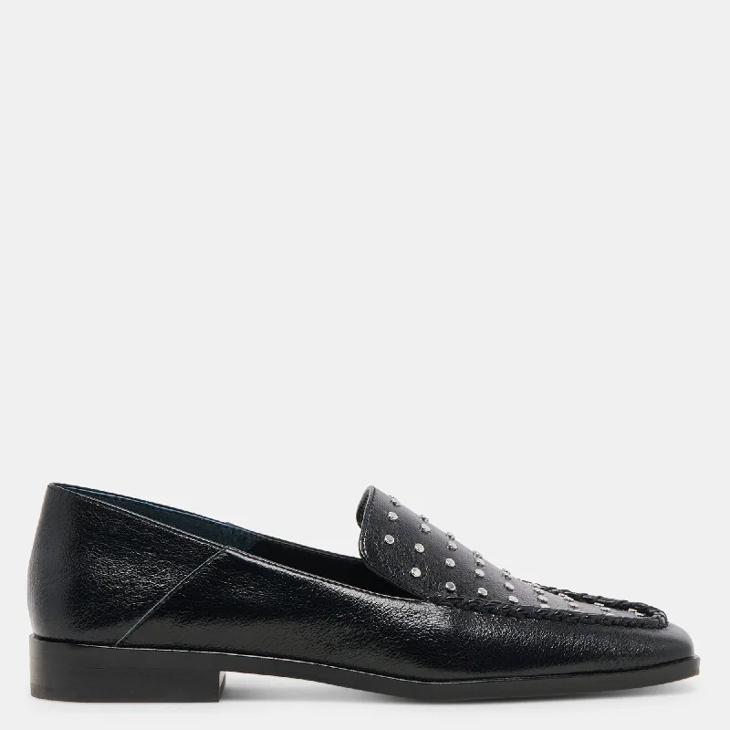 Beny Flats Black Studded Leather