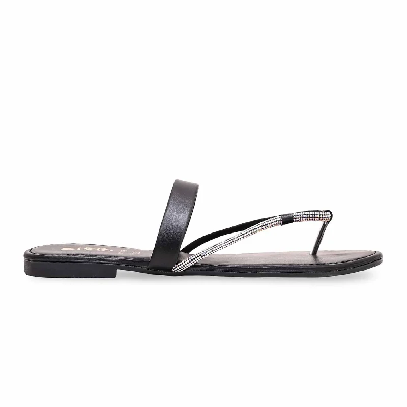 Black Casual Chappal CL1564 Chunky Platform Sneaker Style  