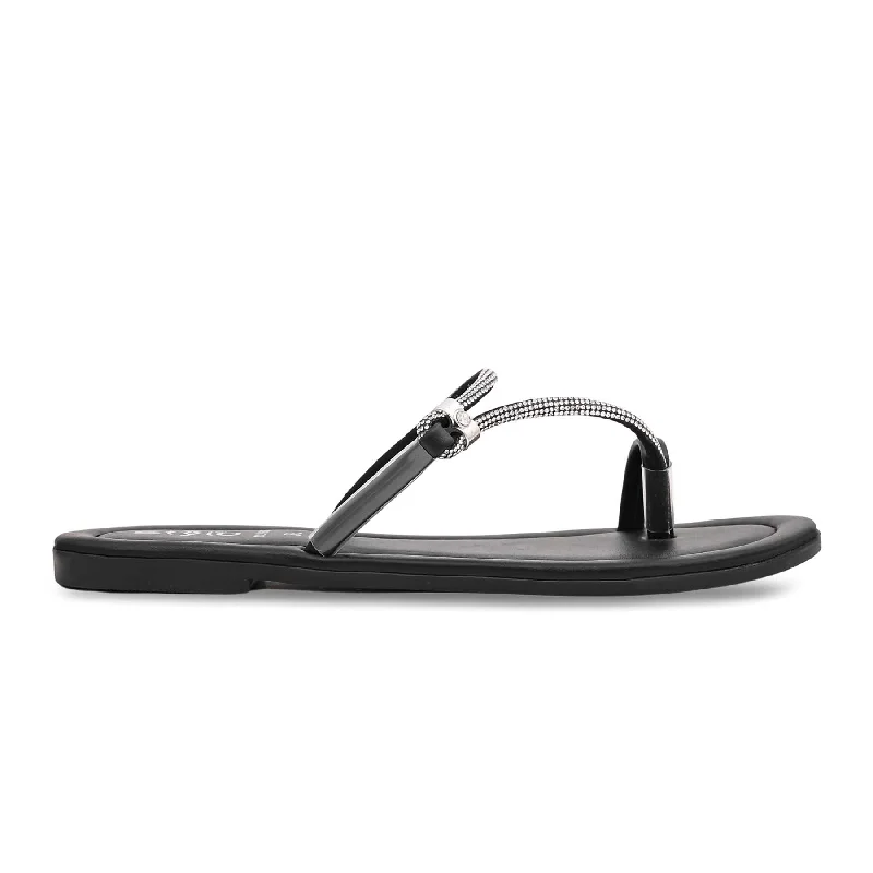Black Casual Chappal CL1569 Buckle -