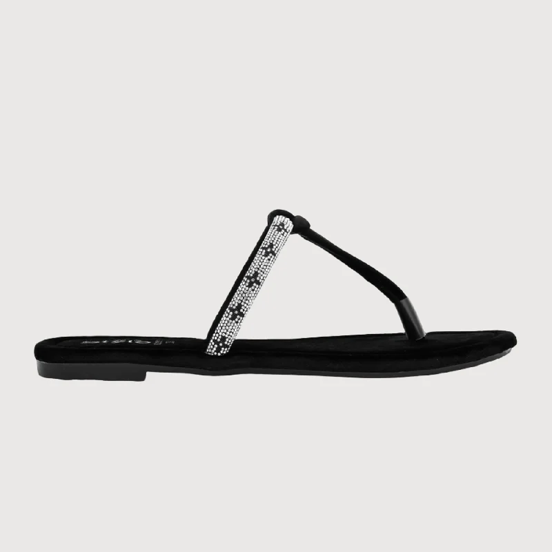 Black Casual Chappal CL1819 Memory - Foam Slipper Look  