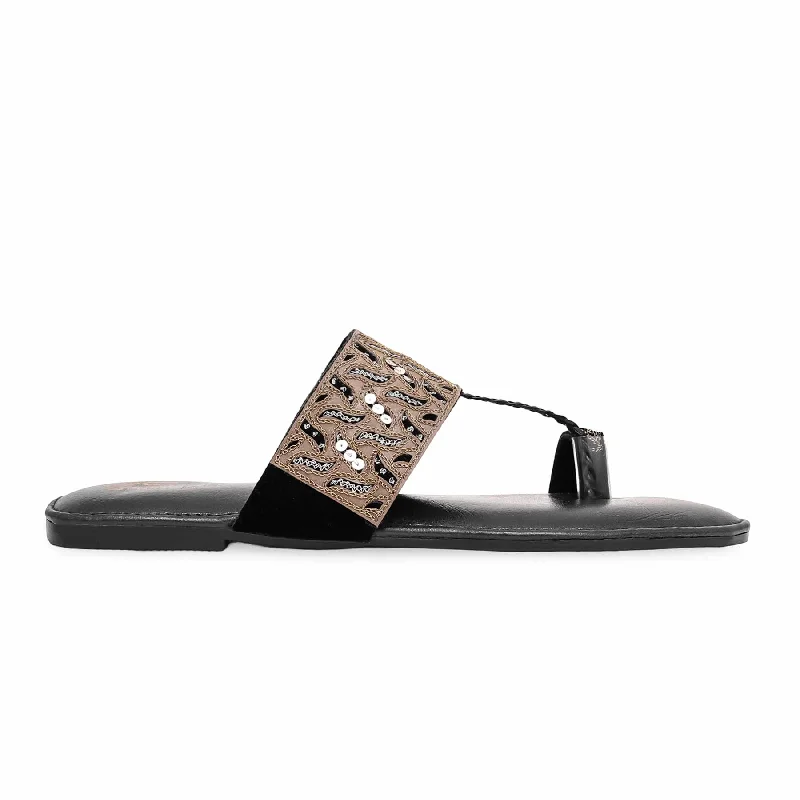 Black Ethnic Chappal EC0179 Wingtip Oxford Design 
