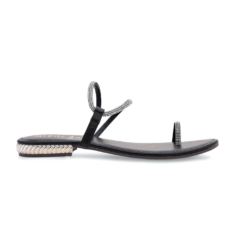 Black Fancy Chappal FN0696 Hip - Hop Sneaker Style  