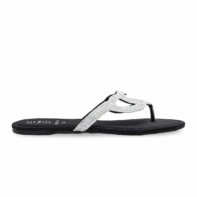 Black Fancy Chappal FN0726 Artisan - Crafted Loafer Style  