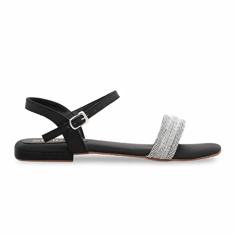 Black Fancy Sandal FN5798 Business Monk Strap Style  