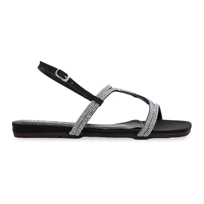 Black Fancy Slipper FN7755 Striped Shoe Style  