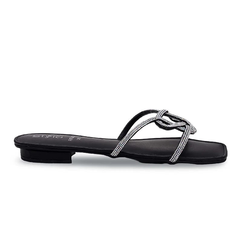 Black Fancy Slipper FN7842 Ankle - High Military Boot Style  