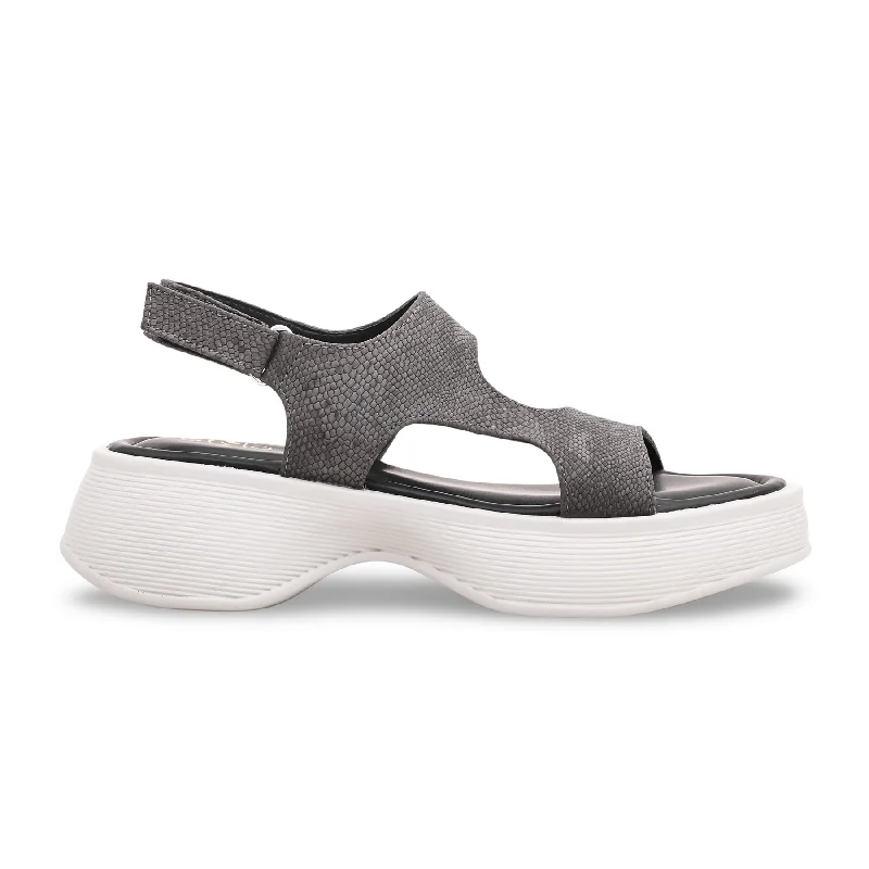 Black Formal Sandal PU0135 Open - Lacing Derby Look  
