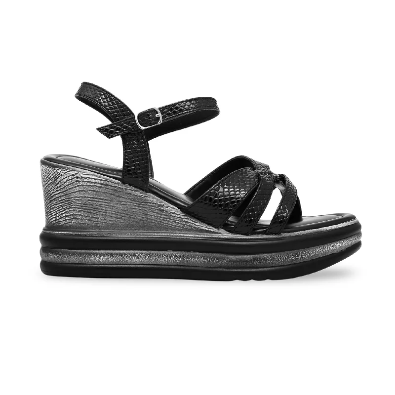 Black Formal Sandal PU0230 Loose - Fit Slipper Style  