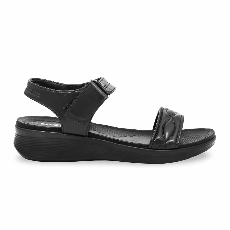 Black Formal Sandal PU0274 British Gentleman Oxford Style  