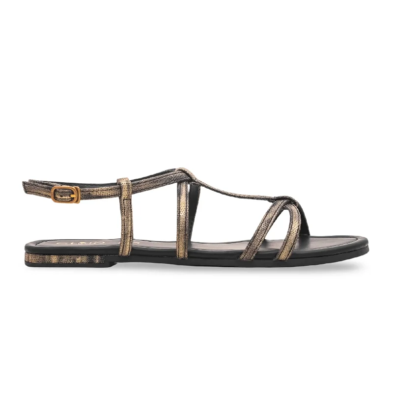 Black Formal Sandal FR5245 Edwardian Shoe Look  