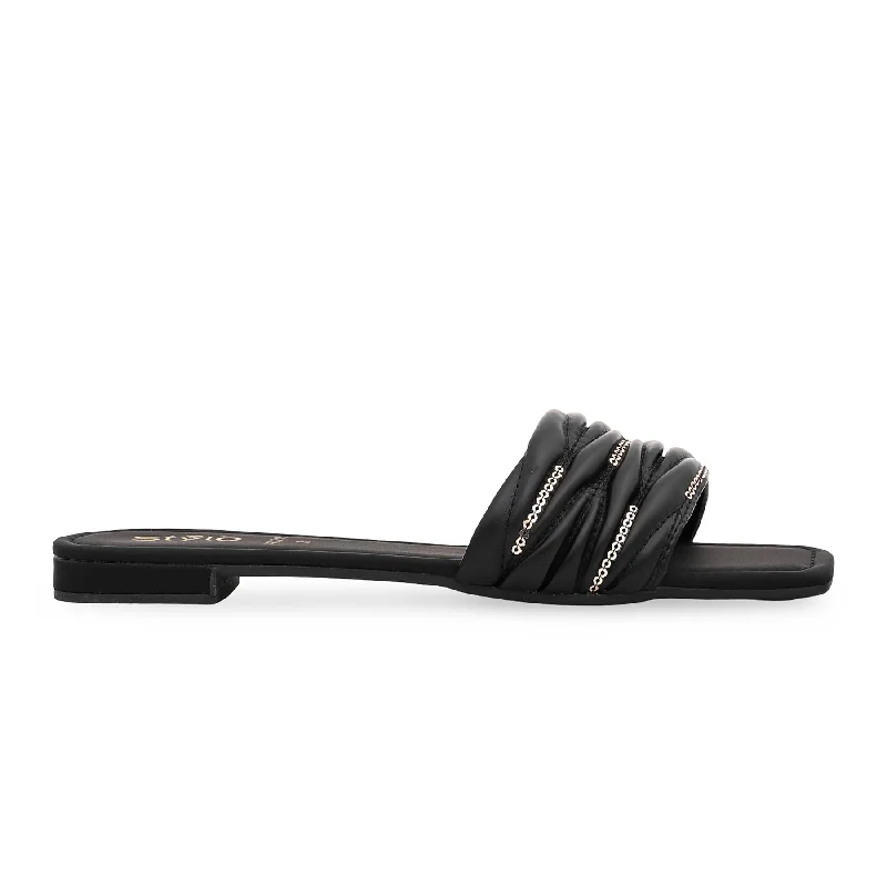 Black Formal Slipper FR8215 Beaded Moccasin Design 
