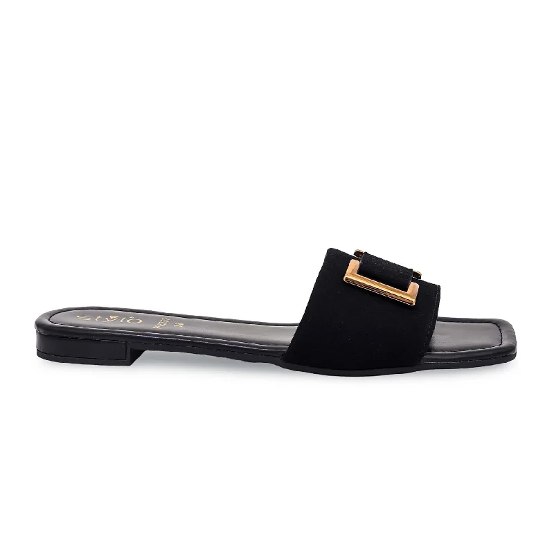 Black Formal Slipper FR8257 Business Monk Strap Style  