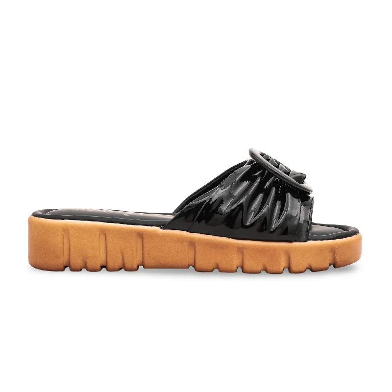 Black Formal Slipper PU0092 Inflatable Shoe Look 