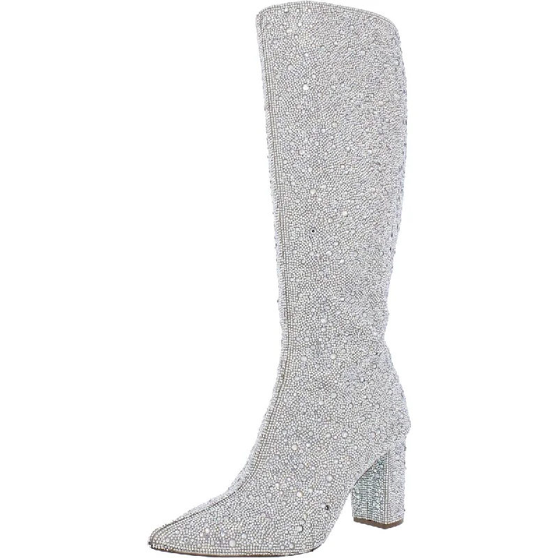 Blue by Betsey Johnson Womens Candy Rhinestones Covered Heel Knee-High Boots