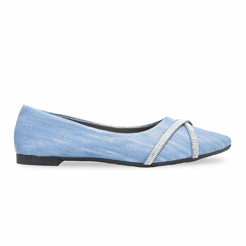 Blue Pumps WN1036 Comfortable Derby Style  