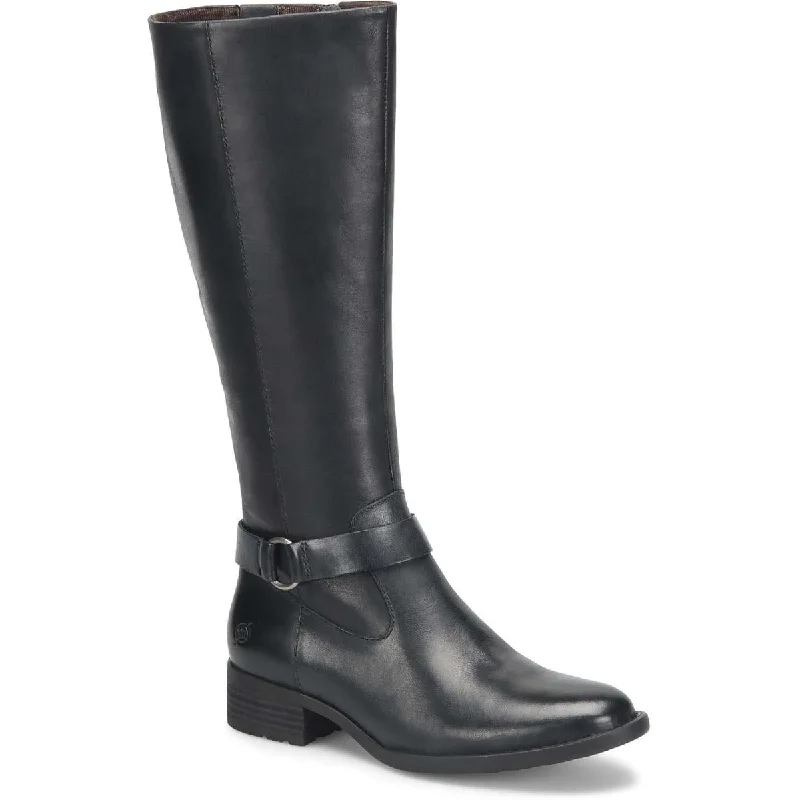 Born Womens Saddler Leather Wide Calf Knee-High Boots