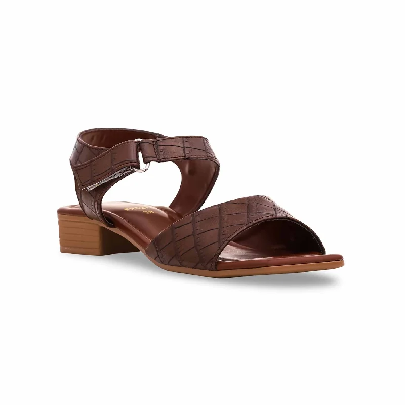 Brown Formal Sandal FR5278 Checkered Shoe Pattern Look  