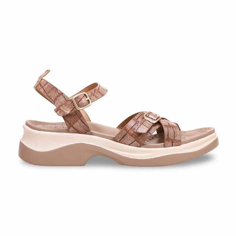 Brown Formal Sandal PU0333 Cowboy Boot Western Style  