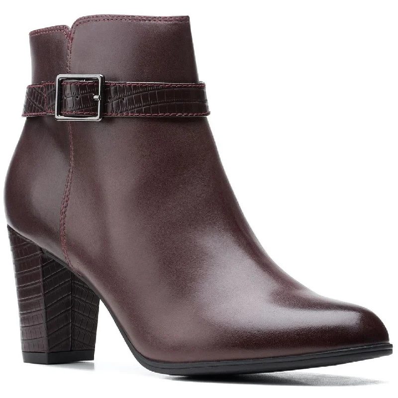 Clarks Womens Alayna Juno Leather Zipper Ankle Boots