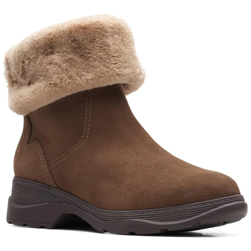 Clarks Womens Aveleigh Pull Suede Faux Fur Lined Shearling Boots