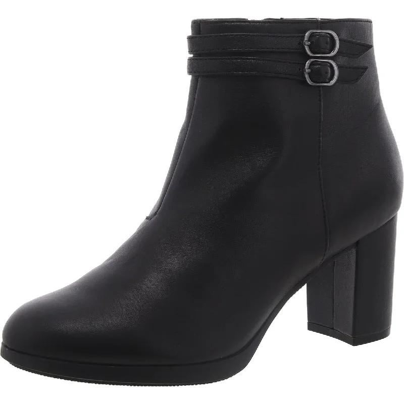 Clarks Womens Faux Leather Buckle Ankle Boots