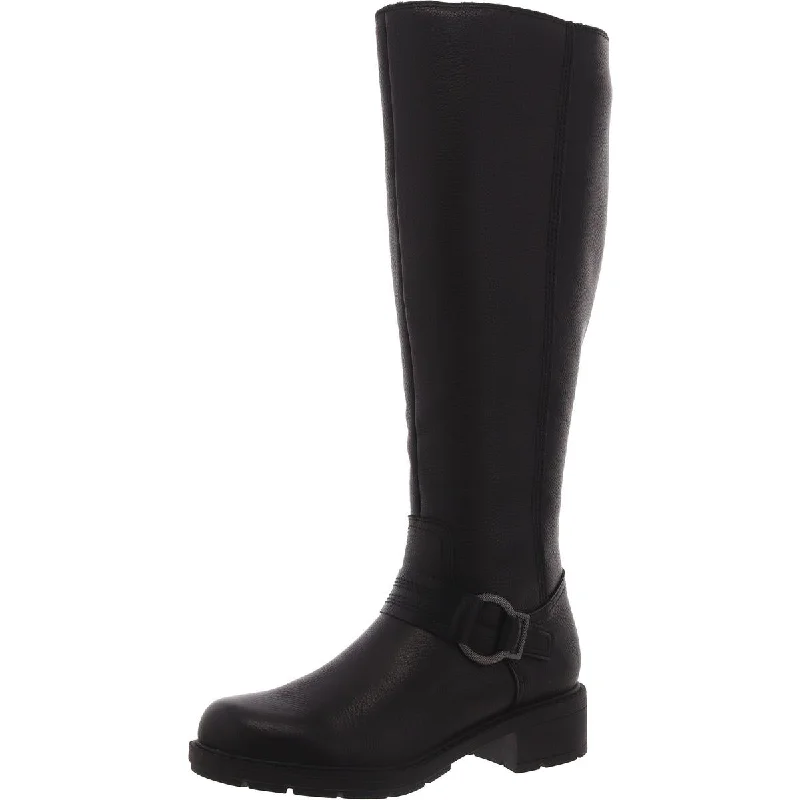 Clarks Womens Hearth Raews Leather Buckle Knee-High Boots