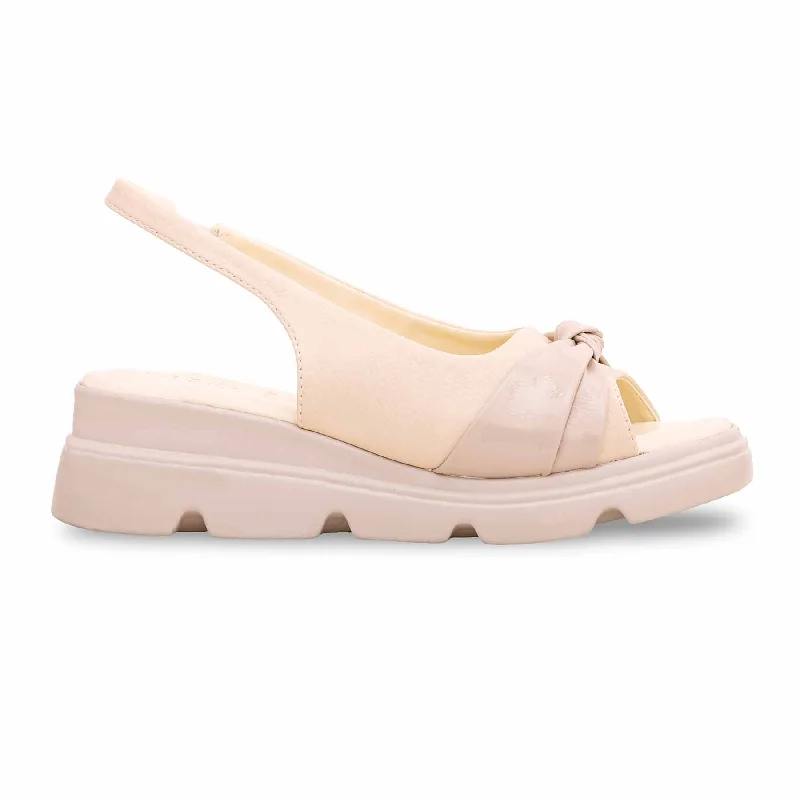 Cream Formal Sandal PU0241 Ankle - High Military Boot Style  