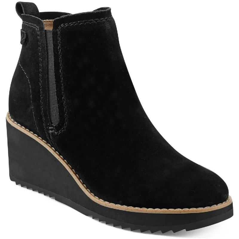 Earth Womens Faux Suede Wedge Chelsea Boots