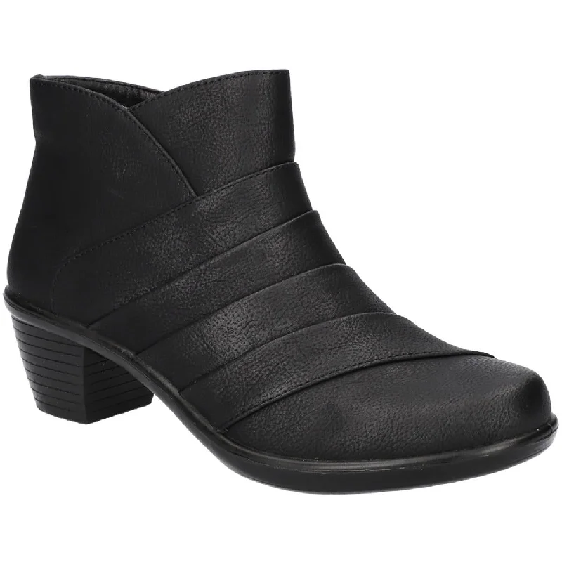 Easy Street Womens SONYA Faux Leather Stacked Heel Ankle Boots