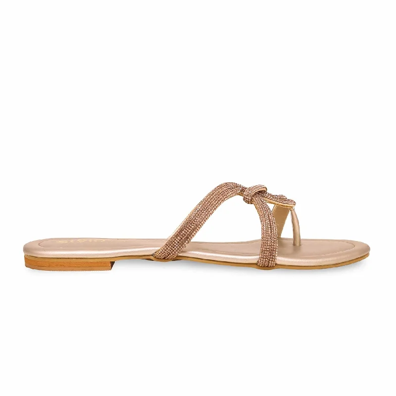 Golden Fancy Chappal FN0743 Art Deco - Inspired Shoe Look  