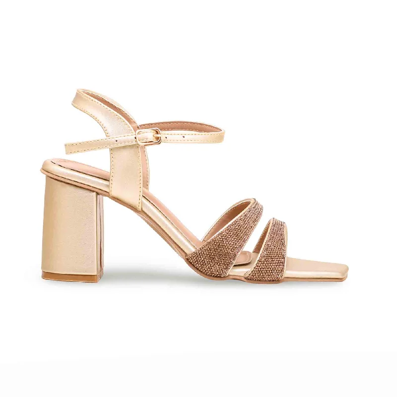 Golden Fancy Sandal FN5962 Metallic Trim Shoe Design  