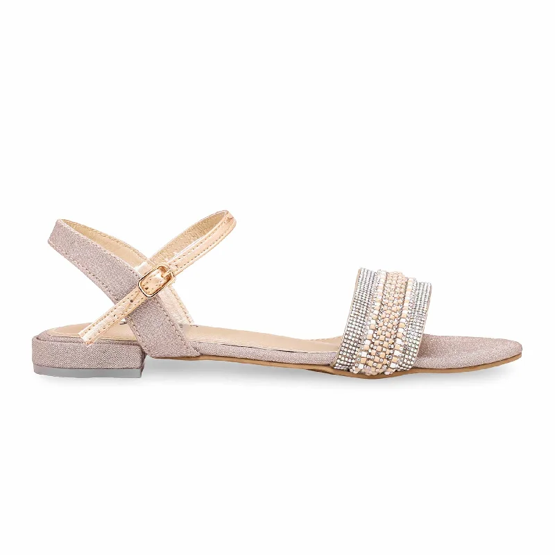 Golden Fancy Sandal FN5970 Monochromatic Shoe Look  
