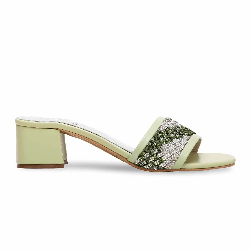 Green Fancy Slipper FN7748 Comfortable Derby Style  