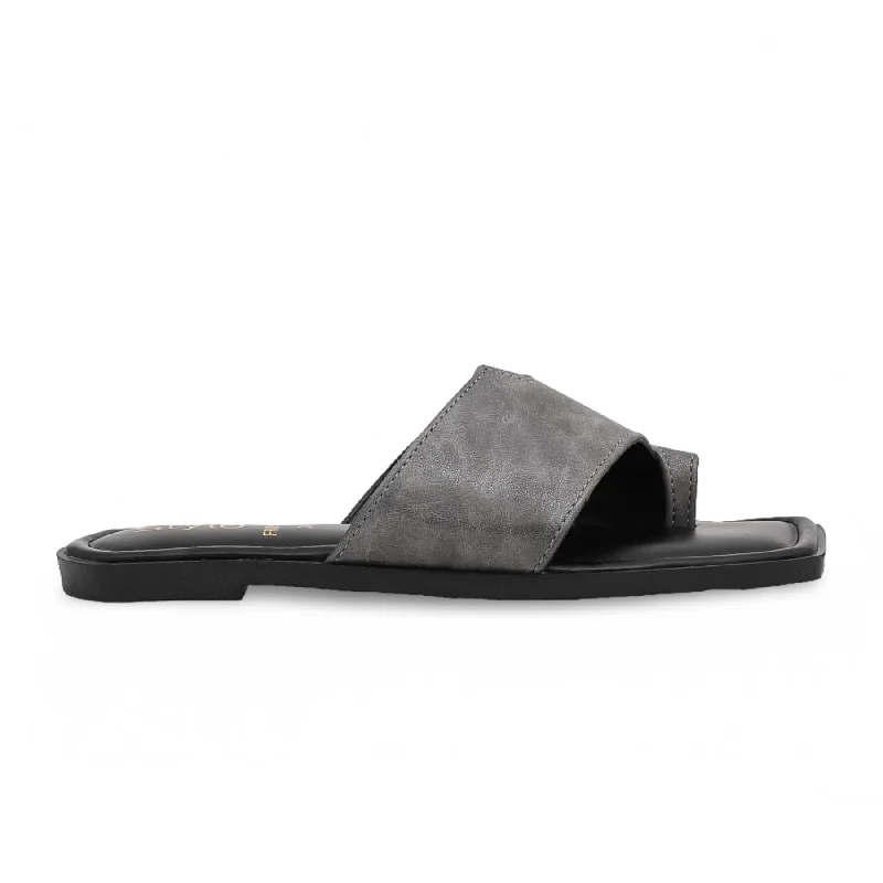 Grey Formal Chappal FR0509 Beaded Moccasin Design 