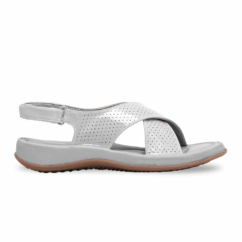 Grey Formal Sandal PU0204 Striped Shoe Style  