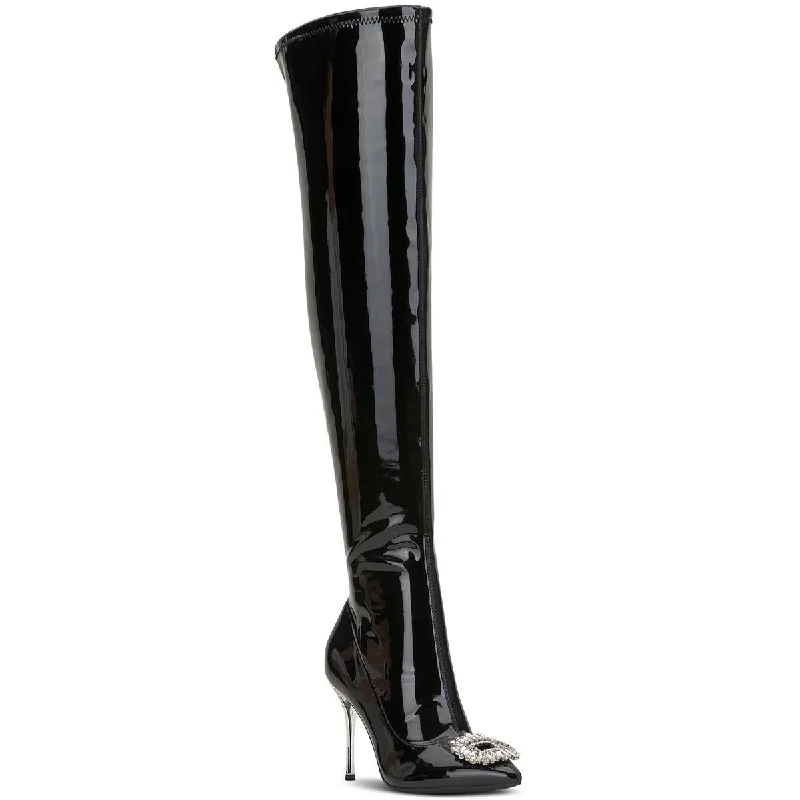 INC Womens Romina Patent Metallic Thigh-High Boots