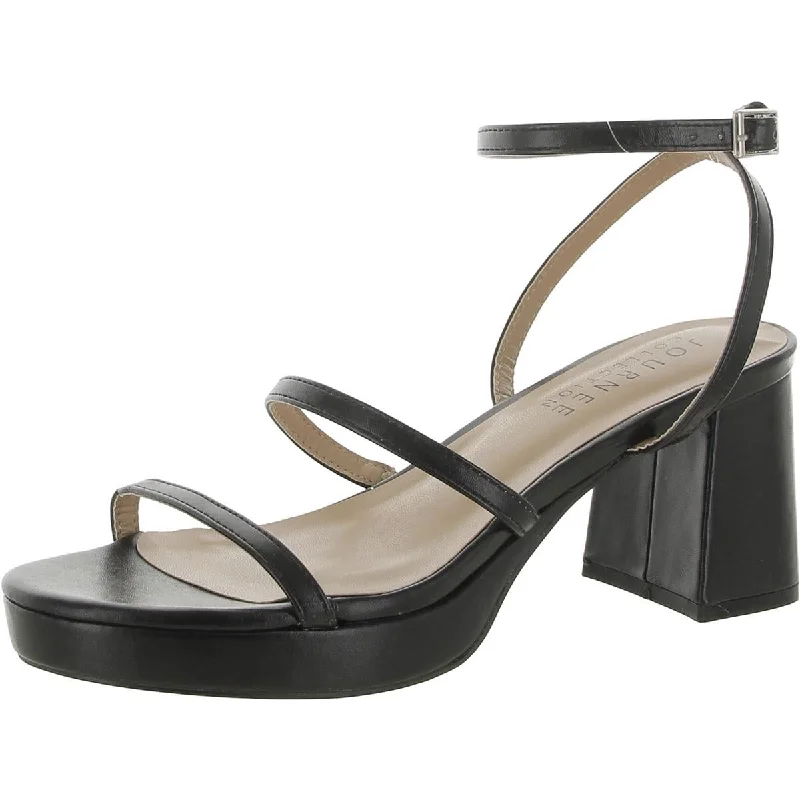 Journee Collection Womens Faux Leather Ankle Strap Heels