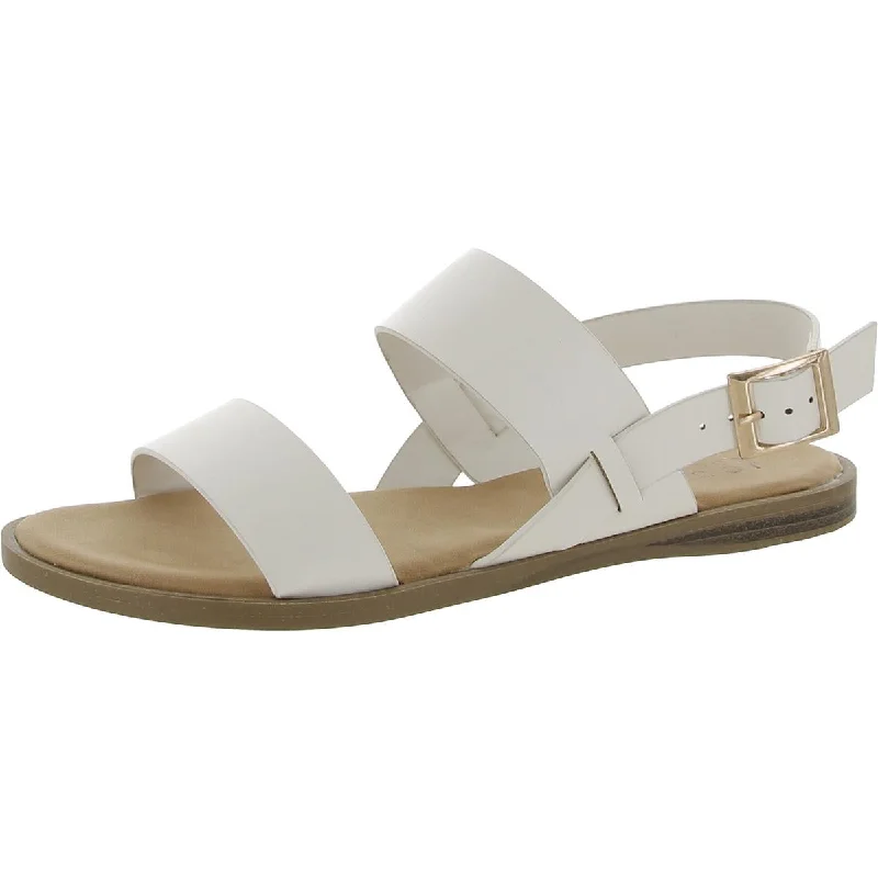 Journee Collection Womens Faux Leather Buckle Slingback Sandals