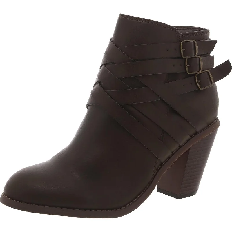 Journee Collection Womens Faux Leather Criss-Cross Ankle Boots