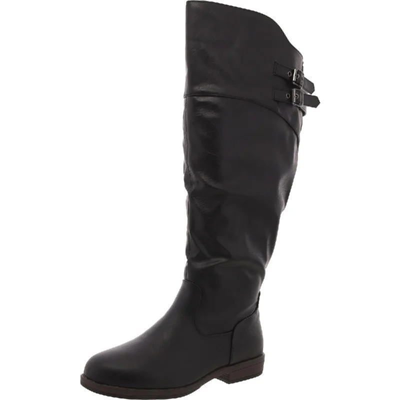 Journee Collection Womens Faux Leather Laceless Knee-High Boots