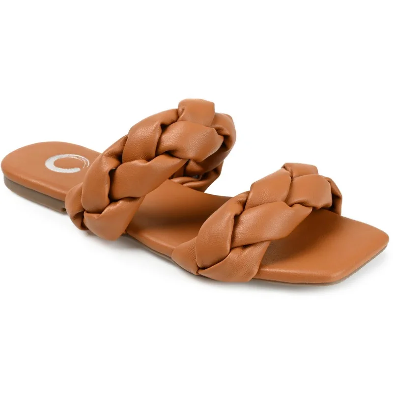 Journee Collection Womens Faux Leather Slide Sandals