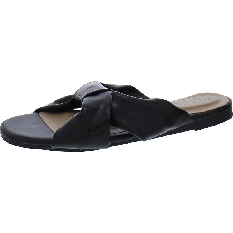 Journee Collection Womens Faux Leather Slip-On Slide Sandals