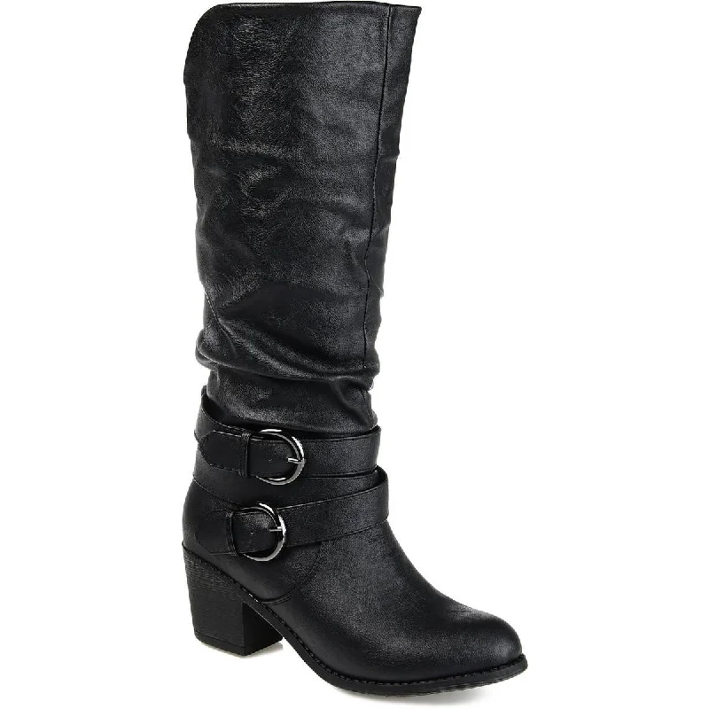 Journee Collection Womens Faux Leather Slouchy Knee-High Boots