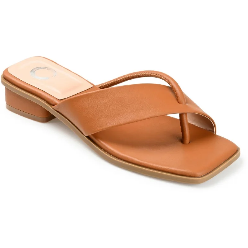 Journee Collection Womens Faux Leather Thong Sandals