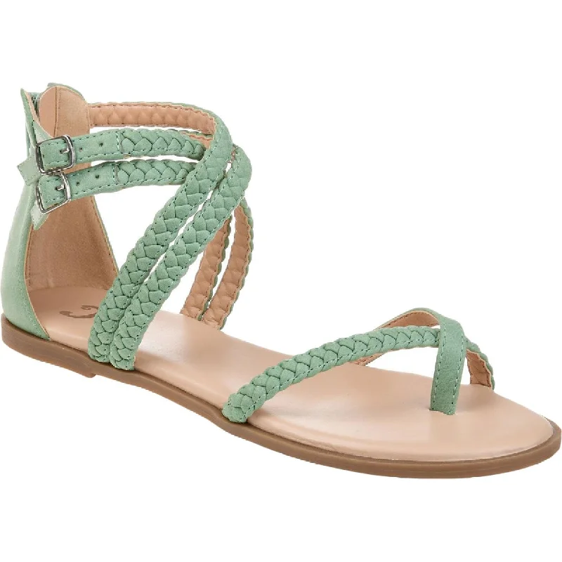 Journee Collection Womens IMOGEN Faux Leather Zipper Flat Sandals